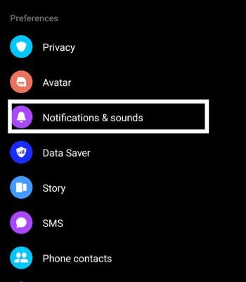Scroll down and click on Notification & Sounds