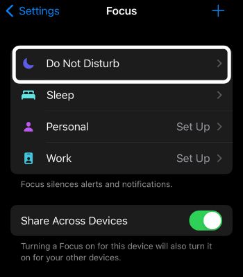 Tap Do Not Disturb and enable it