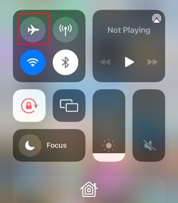 Tap on Airplane Mode to disable it