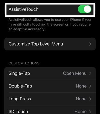 Tap on Assistive Touch to enable it