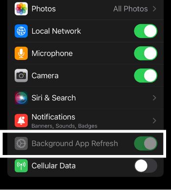 Tap on Background App Refresh to turn it on