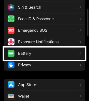 Scroll down and tap the Battery