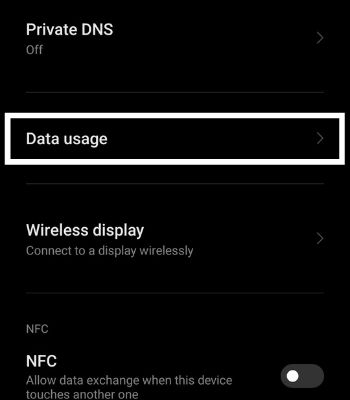 Tap on Data Usage