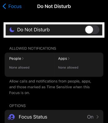 Tap on Do not disturb to disable it