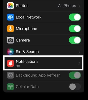 Tap on Notifications. Then, Click on Allow Notification to enable it