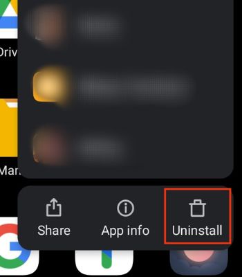 Tap on uninstall