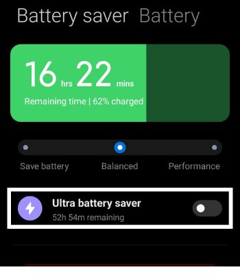 Turn off the battery saver mode