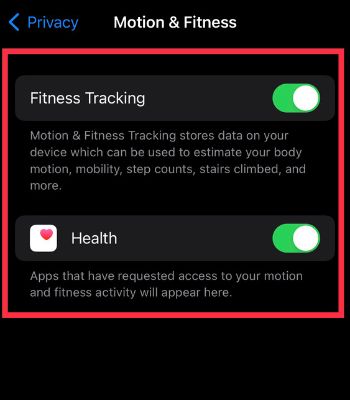 Turn on the fitness tracking and health