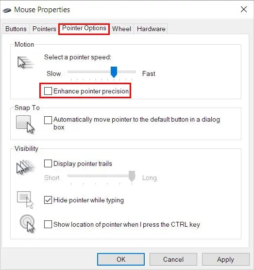 Uncheck-the-mouse-pointer-precision