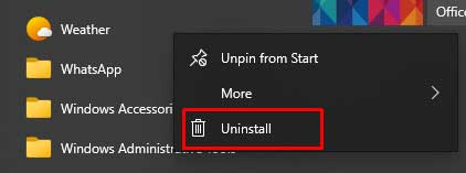 Uninstall-weather-app