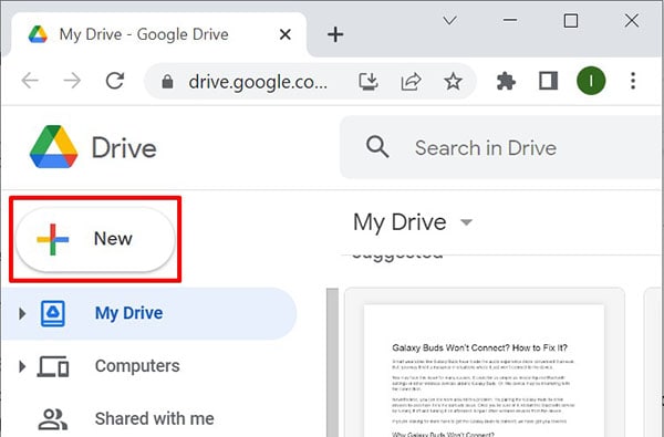 Upload file in Google Drive