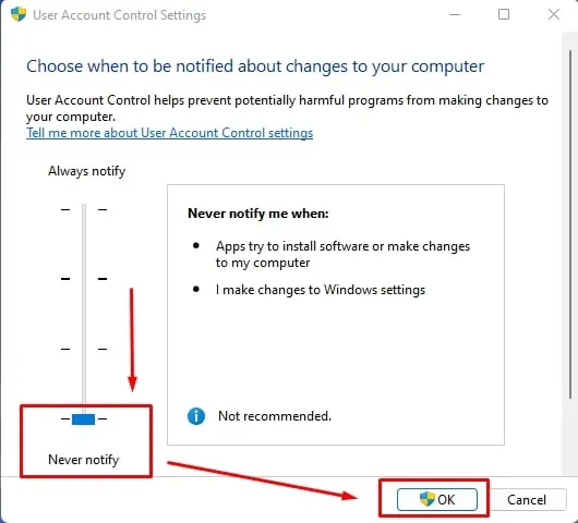 Windows Troubleshooter Not Working? Try These Fixes 30 UserAccountControlSettingsNeverNotify