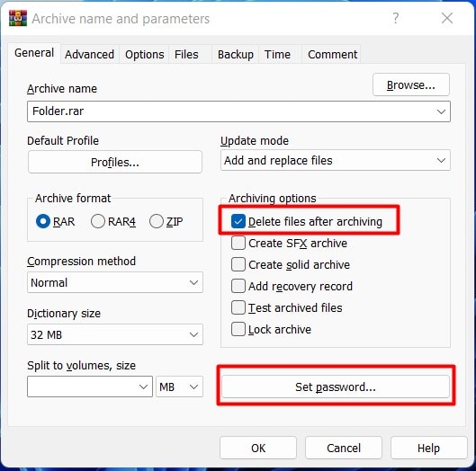 WinRarSetPassword
