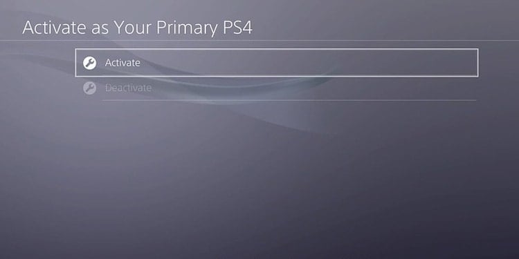 activate primary ps4 select