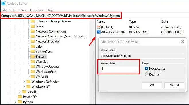 Fingerprint Not Working on a Laptop? Try these 12 Fixes 29 allowdomainpinlogon_value1