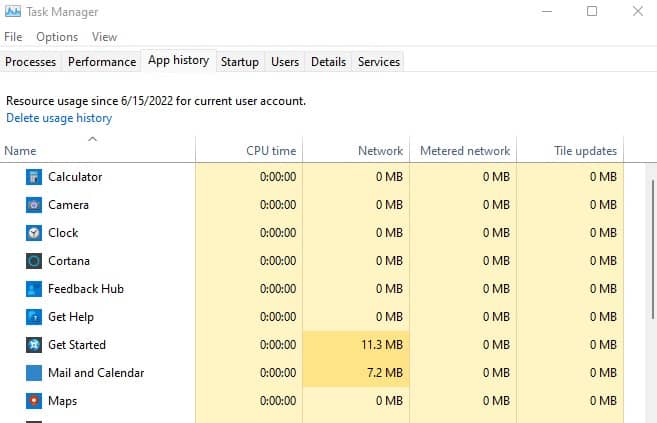app history high CPU usage