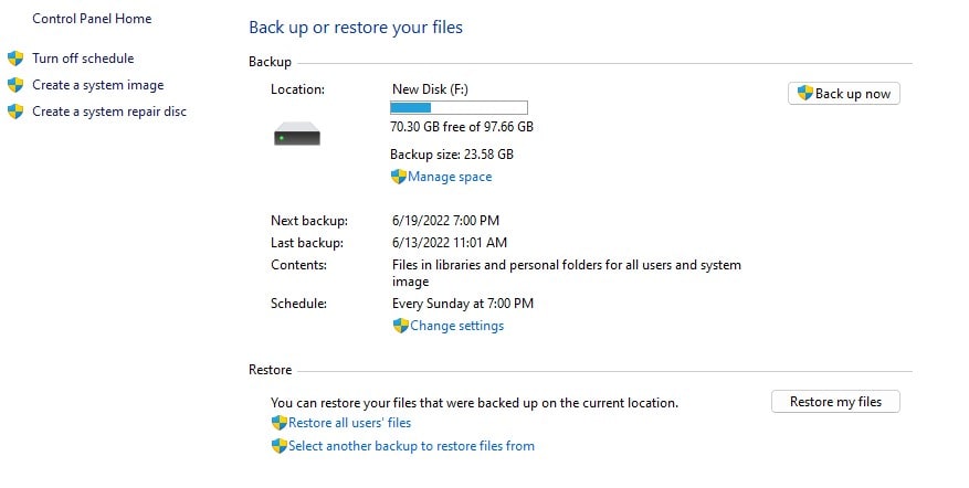 backup and restore