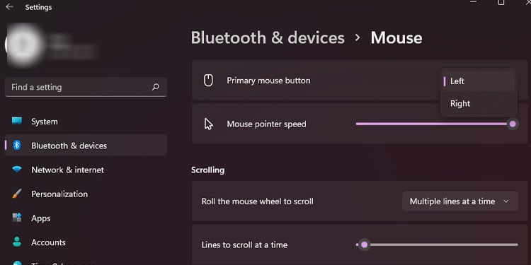 change primary mouse button