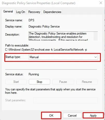 change-startup-type-diagnostic-policy-service