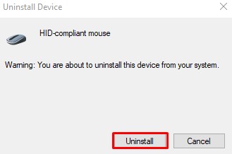 confirm mouse uninstallation
