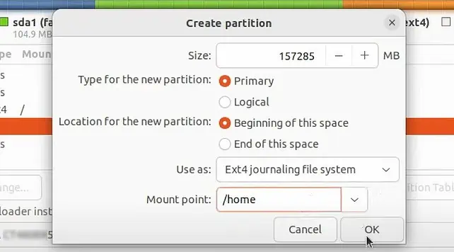 create-home-partition