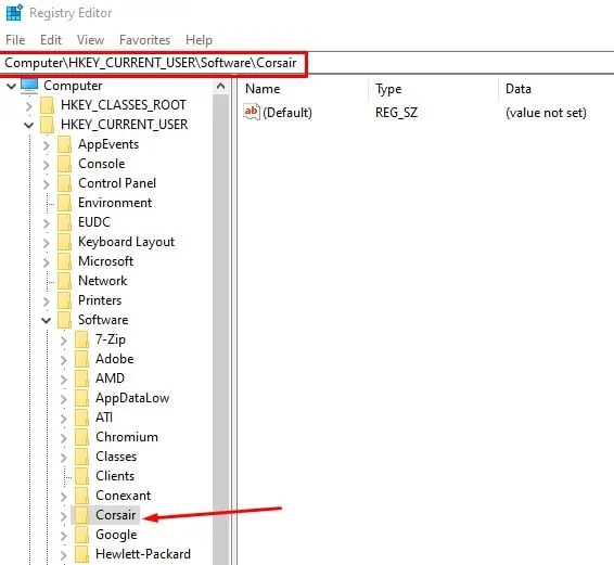 CORSAIR Mouse Not Working - 9 Proven Ways to Fix it 35 delete-corsair-from-software-registry