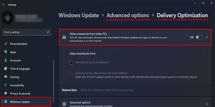 disable download from other PC