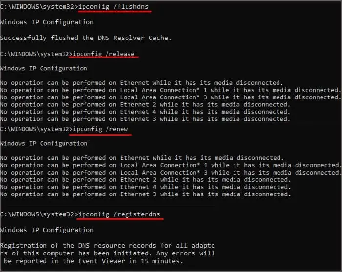 flushdnscommands