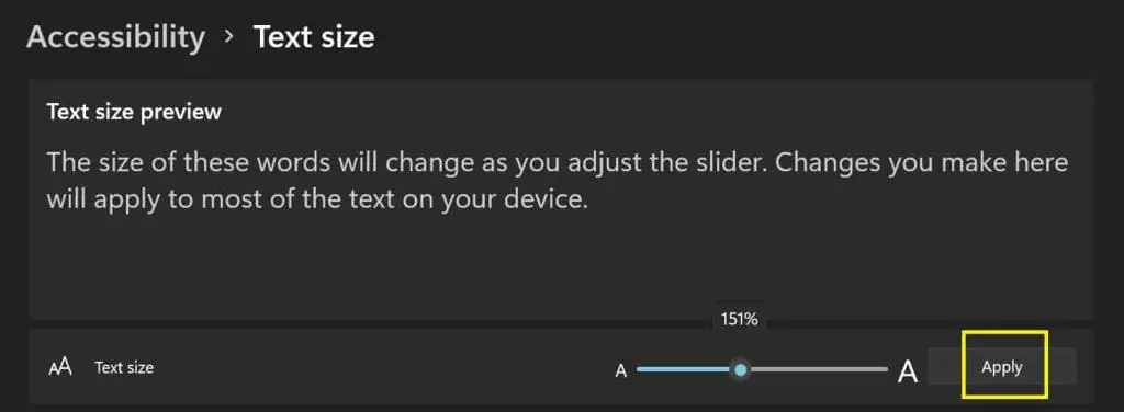 How Do You Change Font in Windows 11? 16 increase-text-size-1024x376