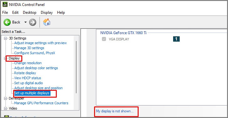 my display is not shown option in nvidia graphics control panel