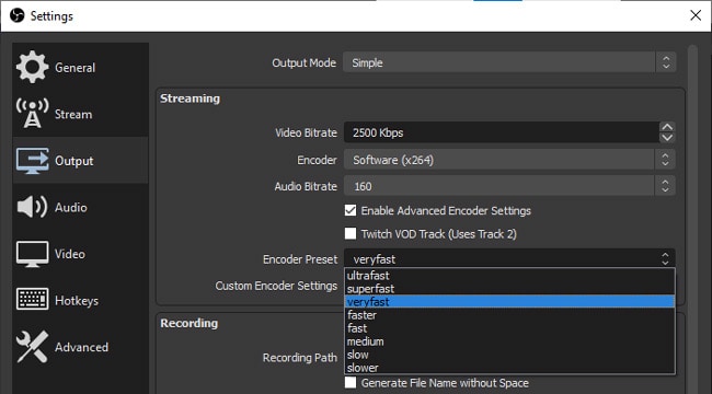 obs-encoder-preset-veryfast