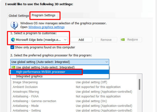 program specific high performance nvidia