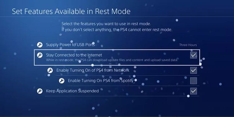 ps4 enable rest mode download 
