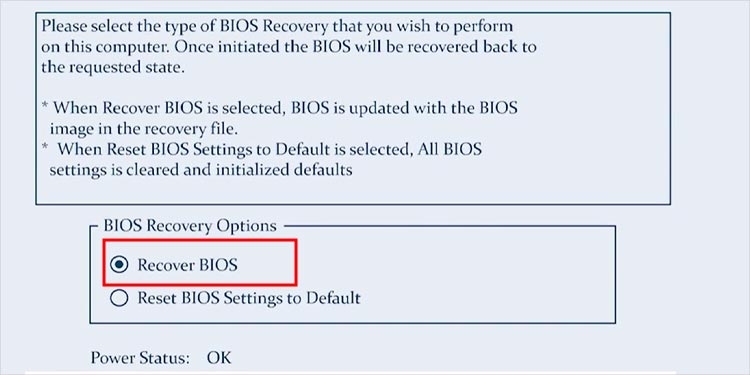 recover bios option in dell