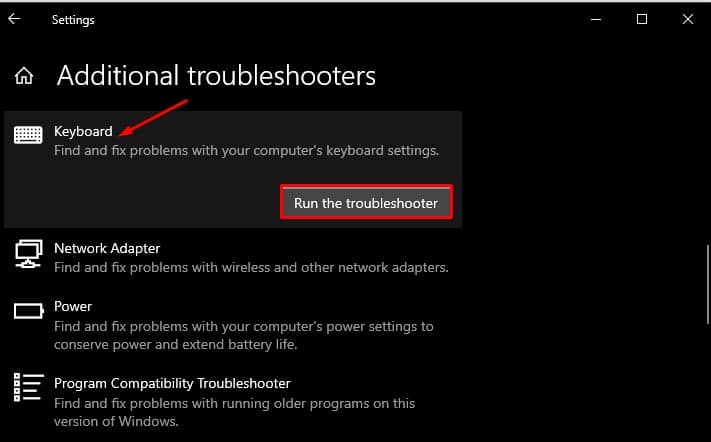 run the troubleshooter
