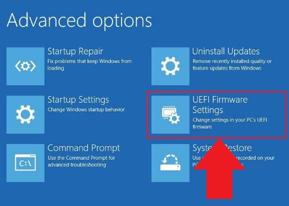select UEFI settings