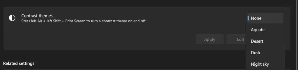 How Do You Change Font in Windows 11? 18 select-contrast-theme-1024x241