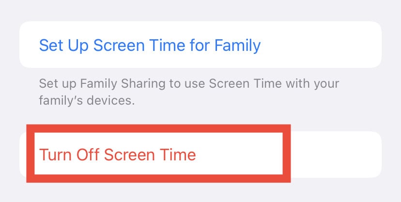 turn off screen time iphone
