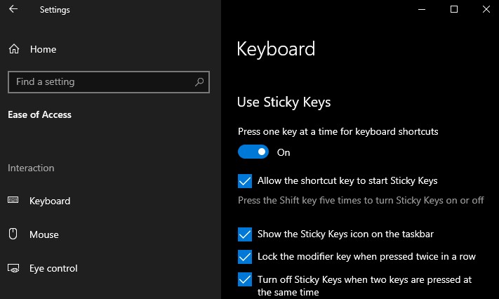 use sticky keys