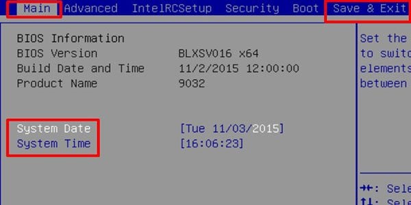 Change date and time in BIOS
