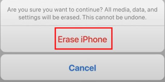 Click on Erase iPhone
