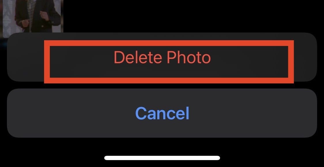 Confirm it by tapping Delete Photo