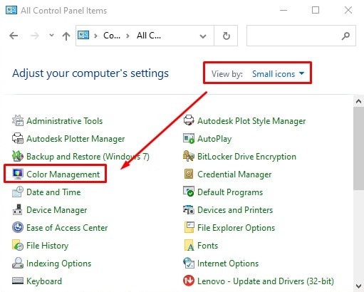 Control Panel Color Management