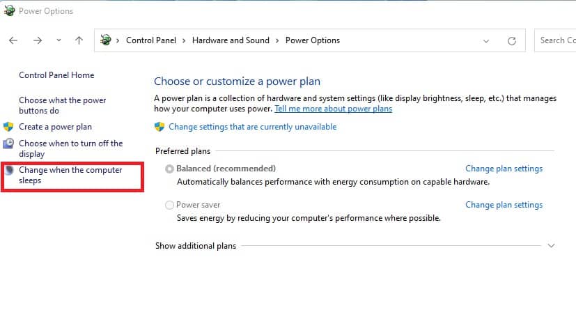 ControlPanelChangeWhenTheComputerSleeps
