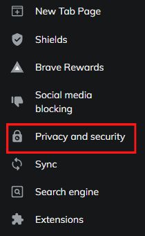 Go to Privacy and Security