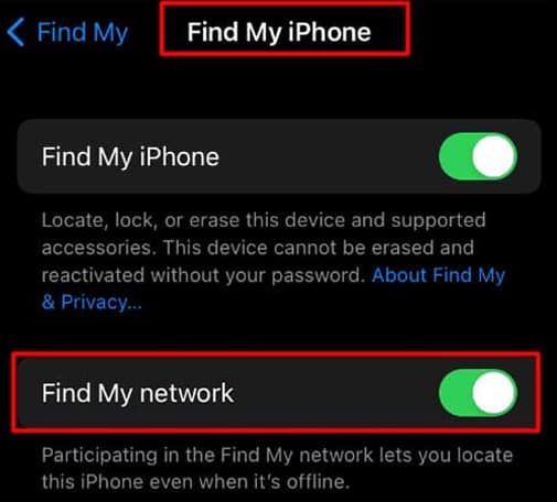 Iphone-toggle-on-FindMynetwork