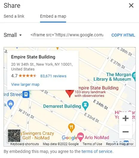 Navigate-to-Embed-a-map-and-click-on-the-drop-down-menu-to-select-the-size-