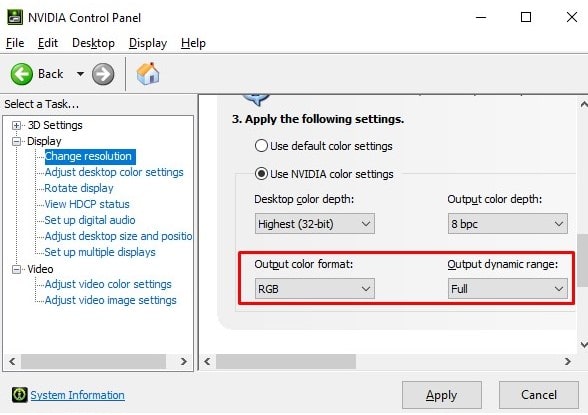 Nvidia Change Resolution RGB full