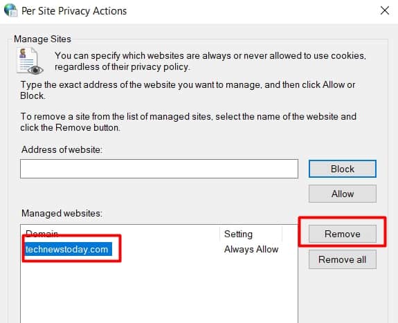 Remove Site