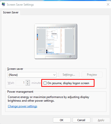 Screen Saver On Resume Display Logon Screen